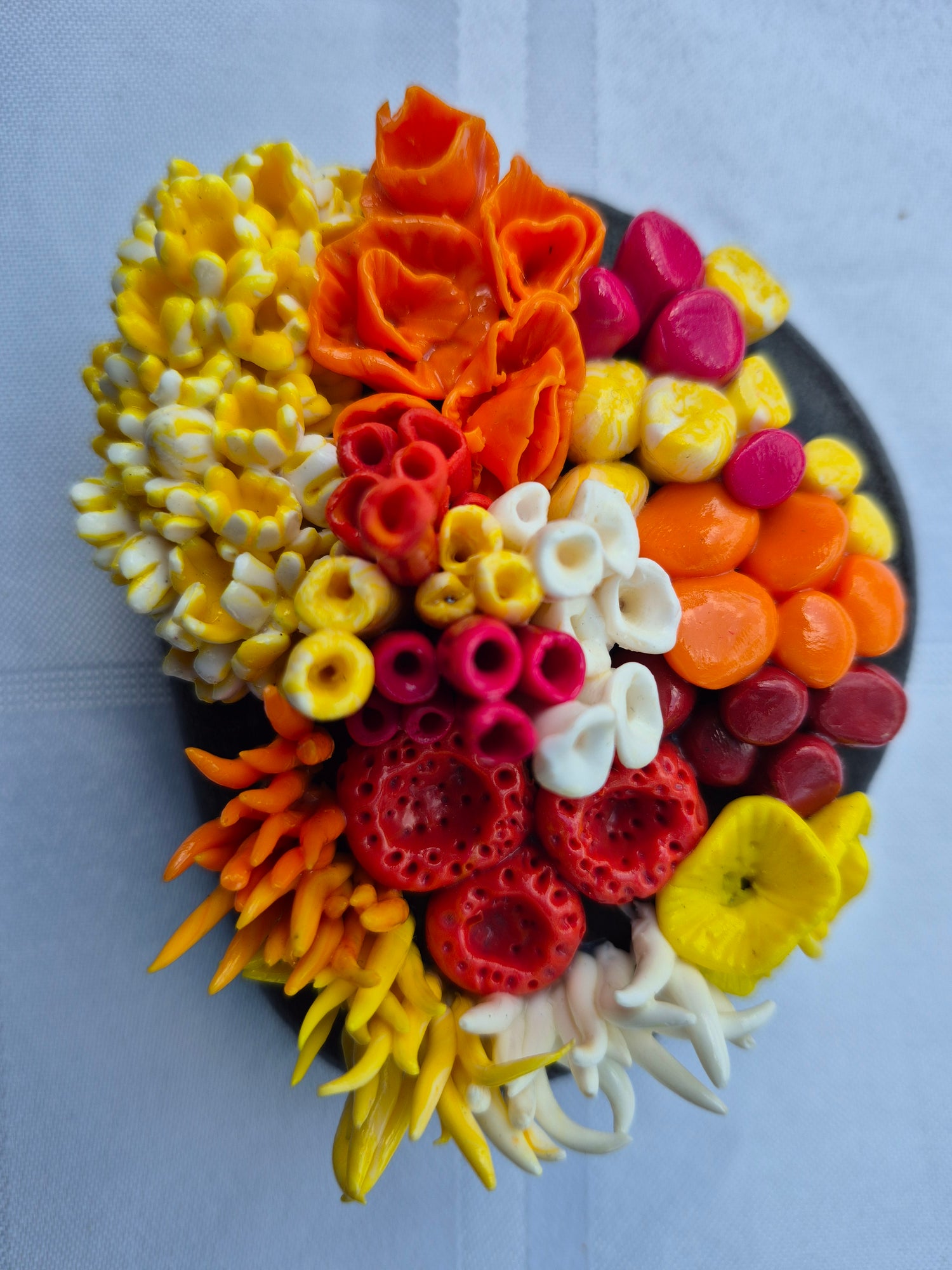Colourful marine plant stones.