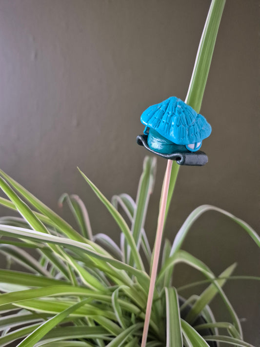 Blue roofed fairy house.